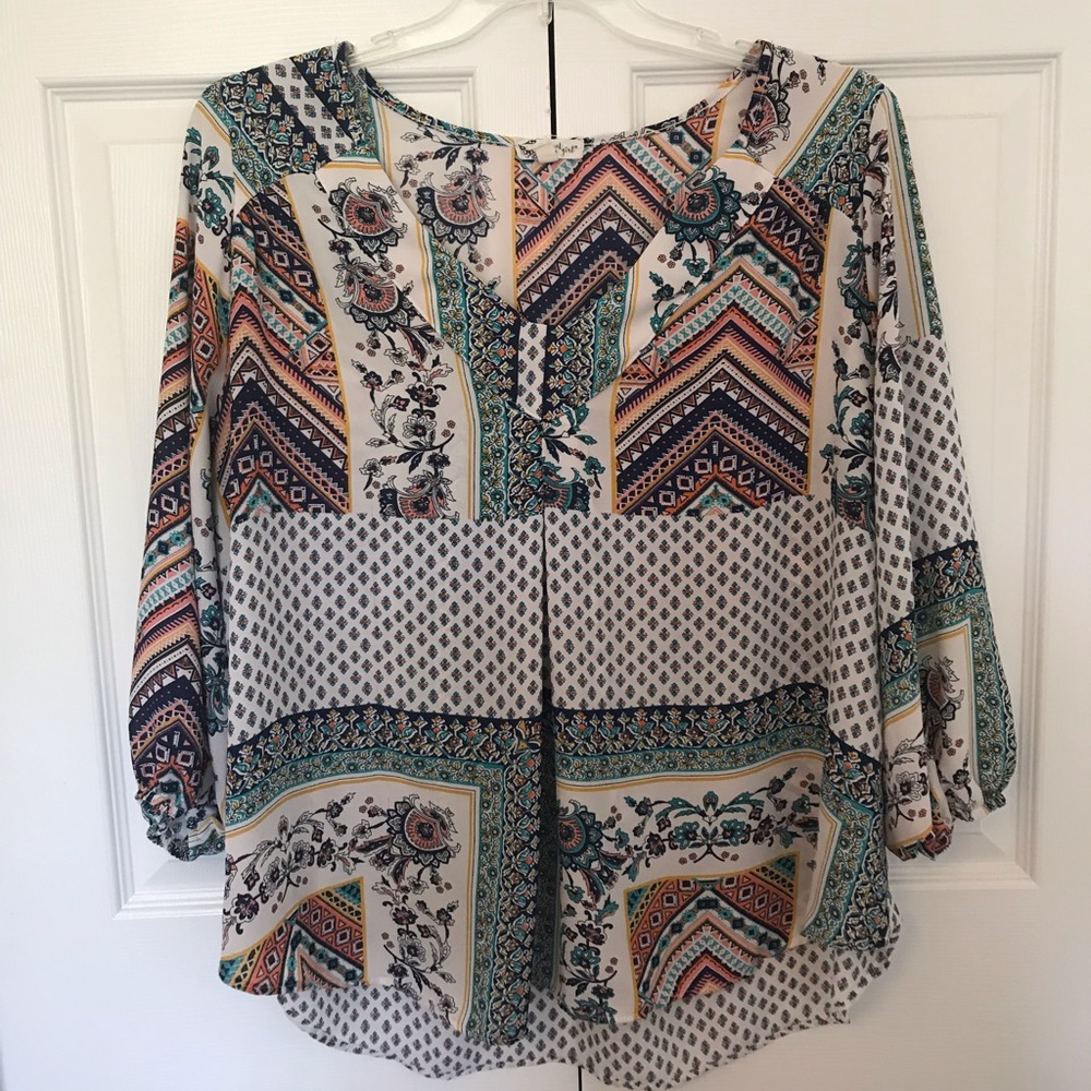 “About A Girl” Plus Size Patterned Blouse